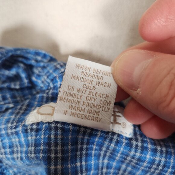 Cherokee Linen Blend Blue Plaid Shortalls Womens XL Pockets Cottagecore Overalls - Picture 15 of 16